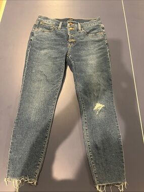 J. Crew High-Rise Distressed Jeans in Medium Blue Wash